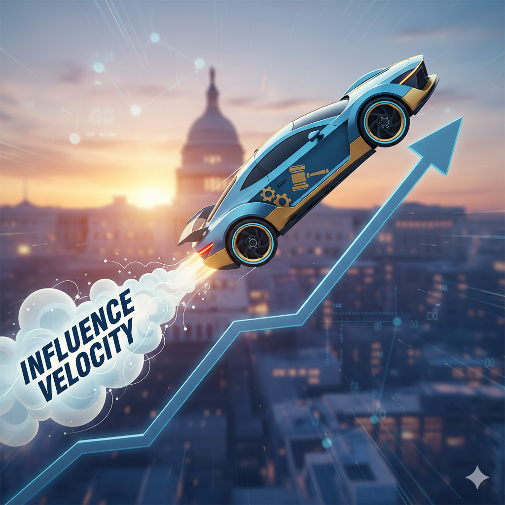 Vehicle of legislative success, fueled by influence velocity