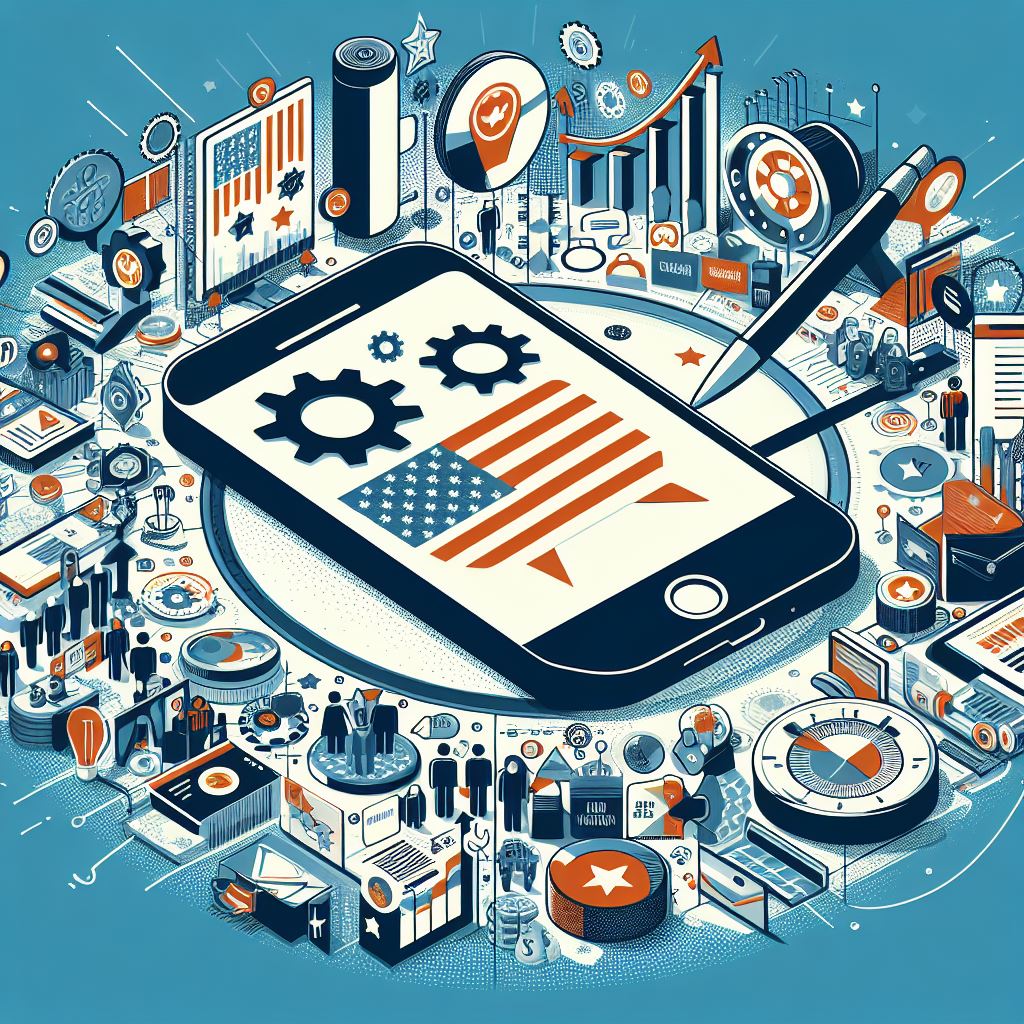 usa democracy in action symbolism around a cell phone