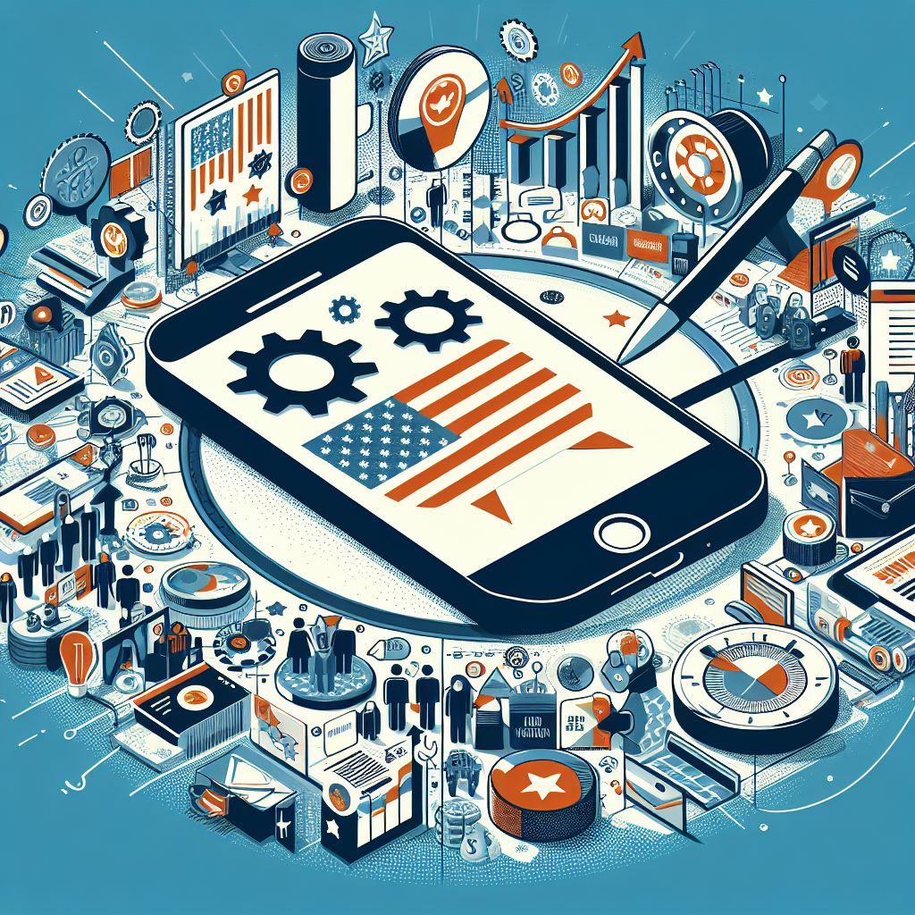 usa democracy in action symbolism around a cell phone